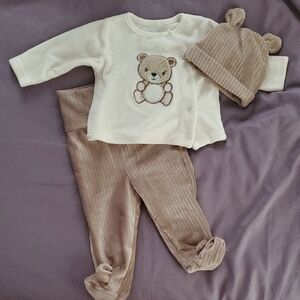 Adorable Bear Kids Pajama Set - Cream and Tan